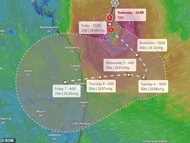 Se muestra un mapa meteorológico de la Oficina de Meteorología con el sudeste de Queensland y el noreste de NSW en los próximos días