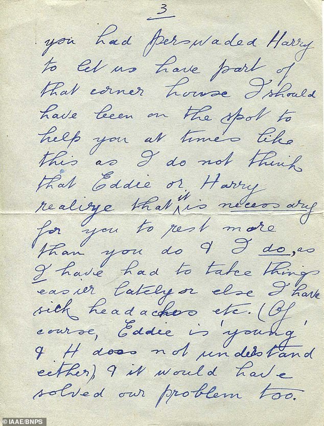 La tercera página de la carta enviada por la esposa del asesino en serie John Christie a su hermana