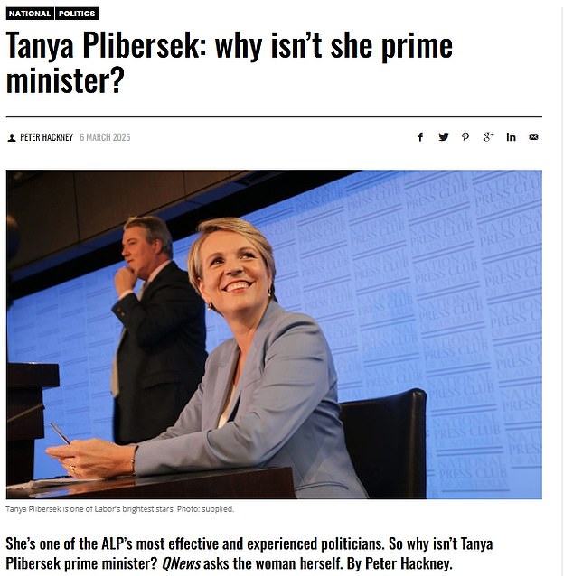 Tanya Plibersek fue entrevistada para esta pieza de adelantado en Qnews, que citó una 'interna