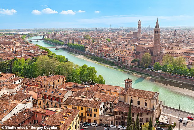 Su esposa también fue a Verona (en la foto) en Italia con él para una conferencia de oradores del G7 en septiembre del año pasado, un viaje que le costó al contribuyente un total de £ 14,585