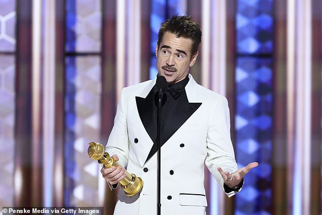 Se ve a Colin Farrell ganando un premio Globo de Oro al Mejor Actor en enero de este año en Beverly Hills, California. Fue recompensado por su actuación en la serie HBO The Penguin