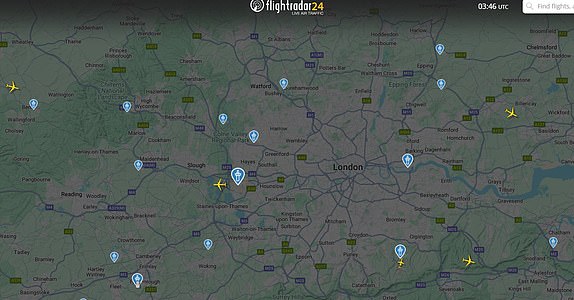 captura de pantalla de FlighTradar24 sobre Heathrow