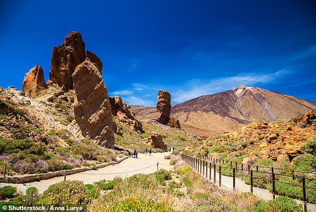 Parque Nacional Teide (en la foto) en un día soleado